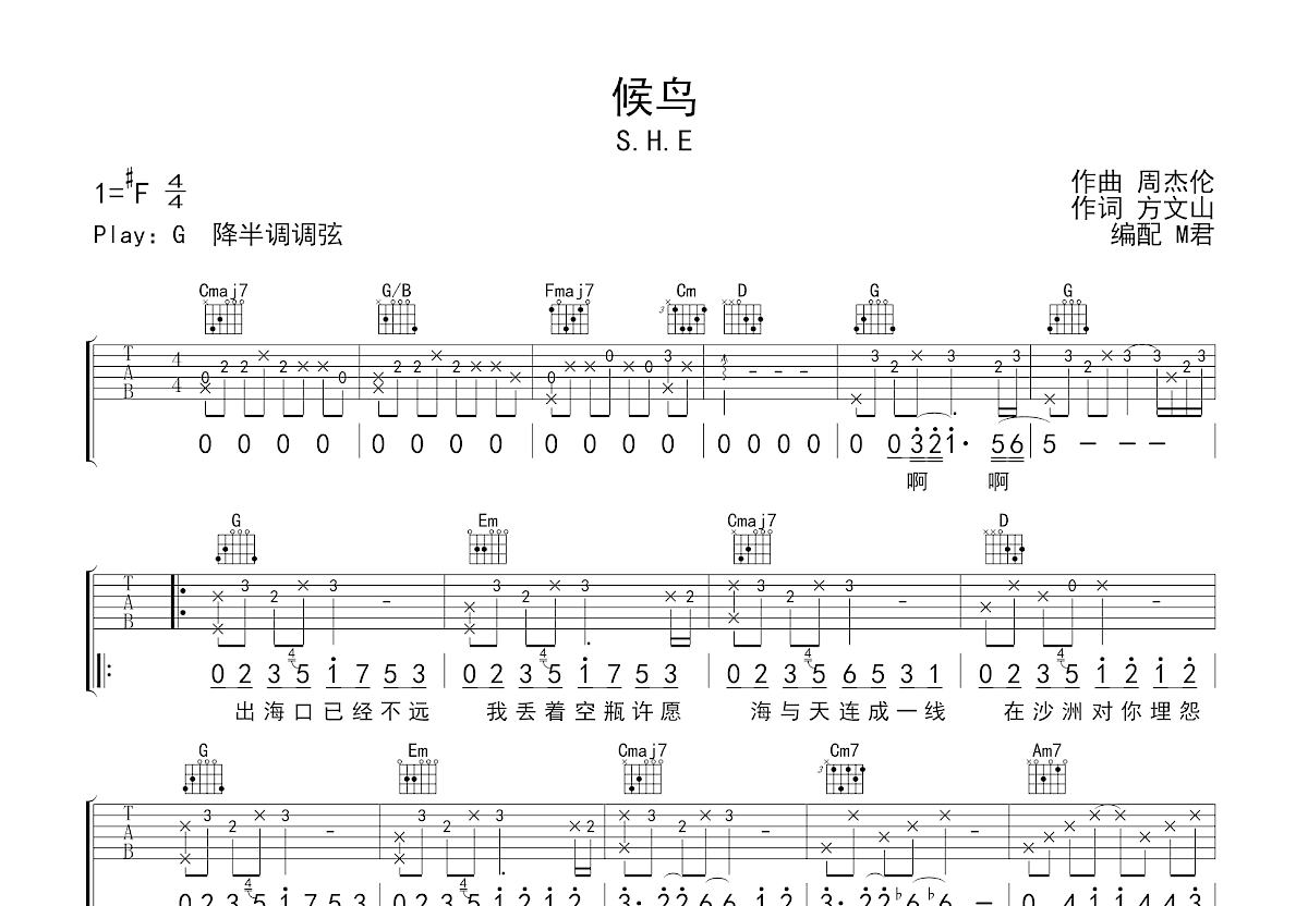 候鸟吉他谱预览图