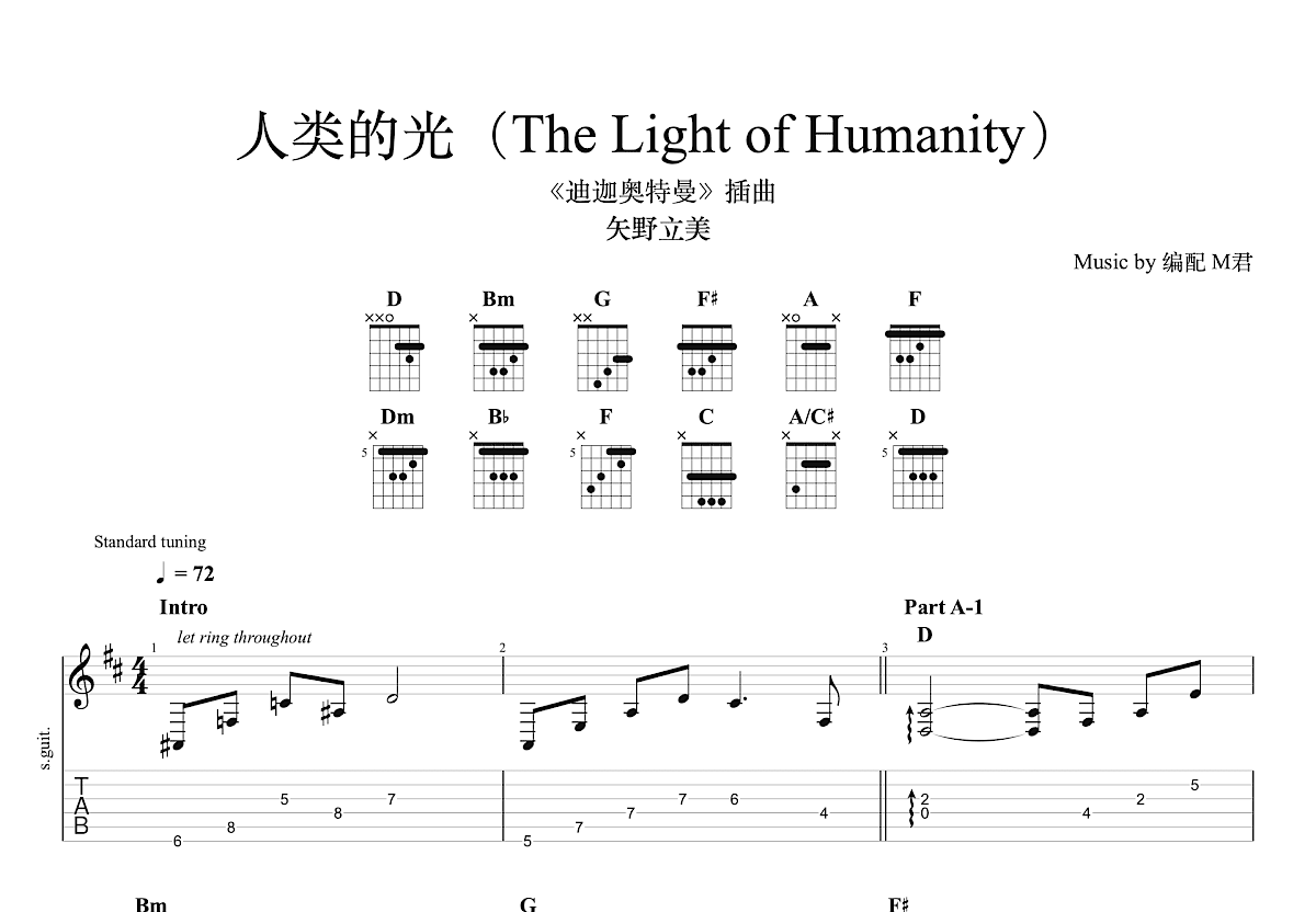 人类的光吉他谱预览图