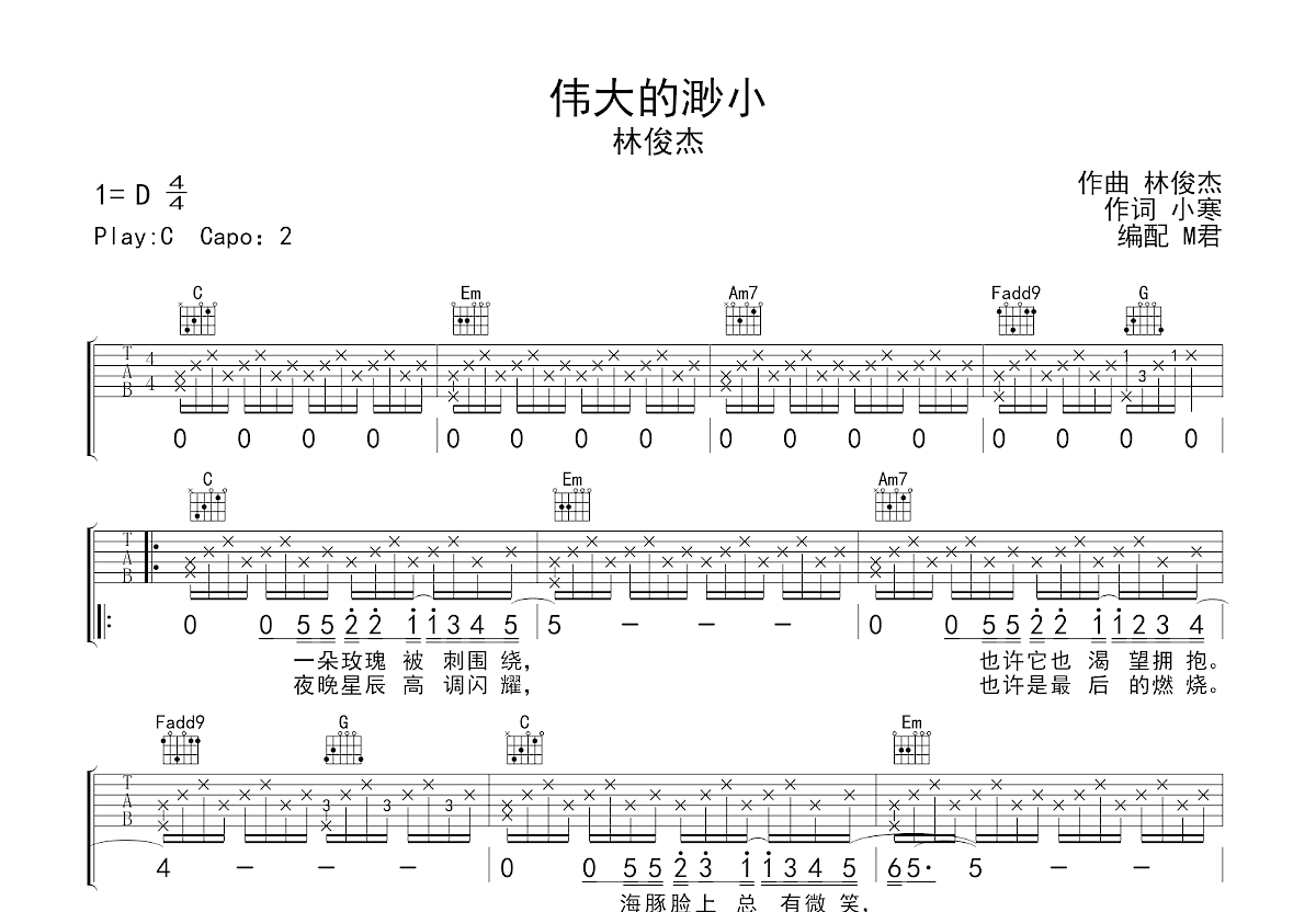 伟大的渺小吉他谱预览图