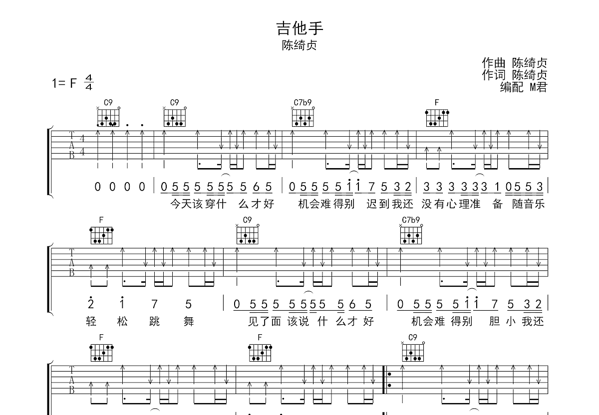 吉他手吉他谱预览图