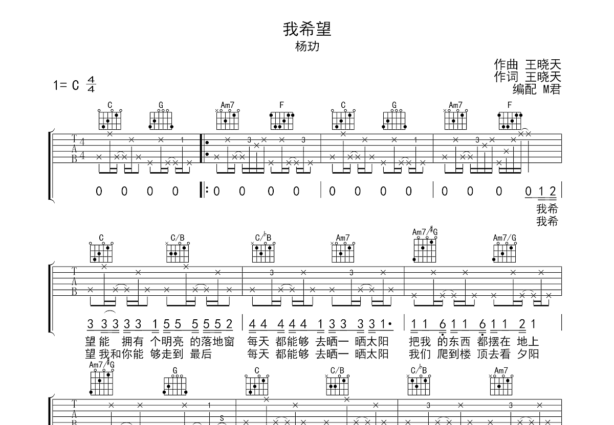 我希望吉他谱预览图