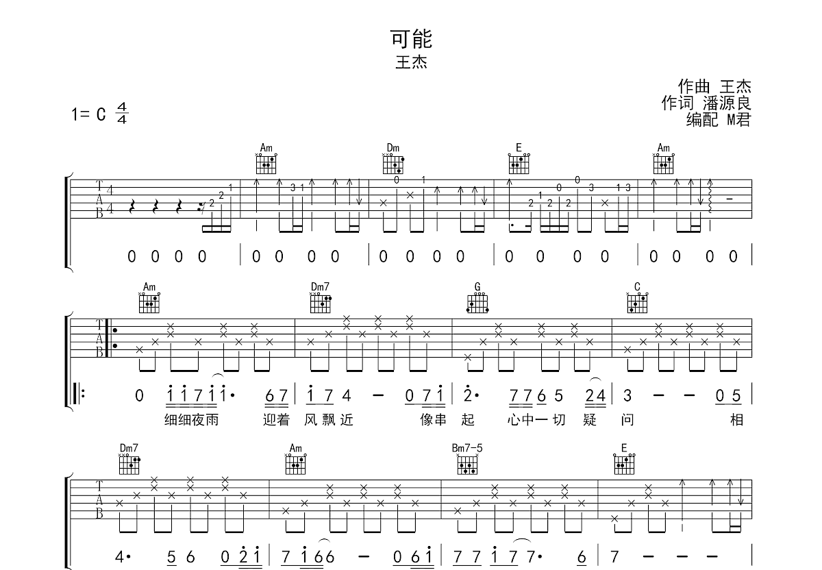 可能吉他谱预览图