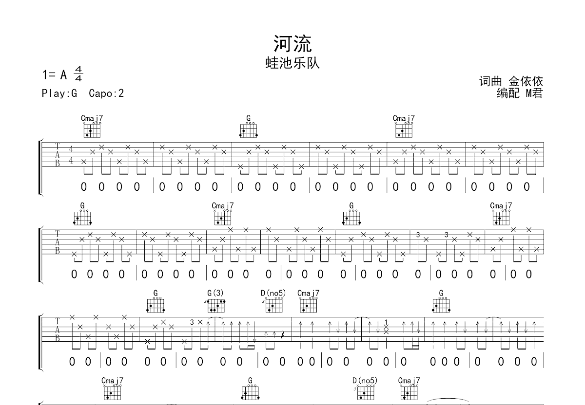 河流吉他谱预览图