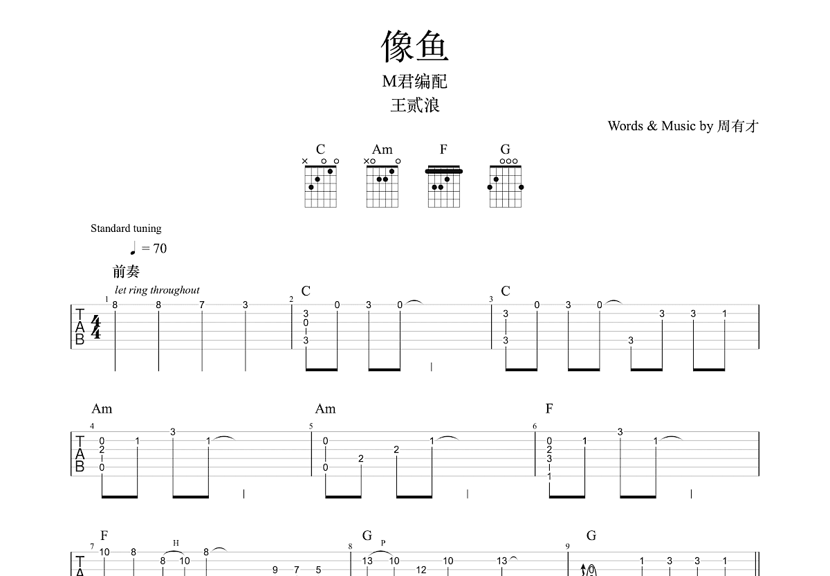 像鱼吉他谱预览图