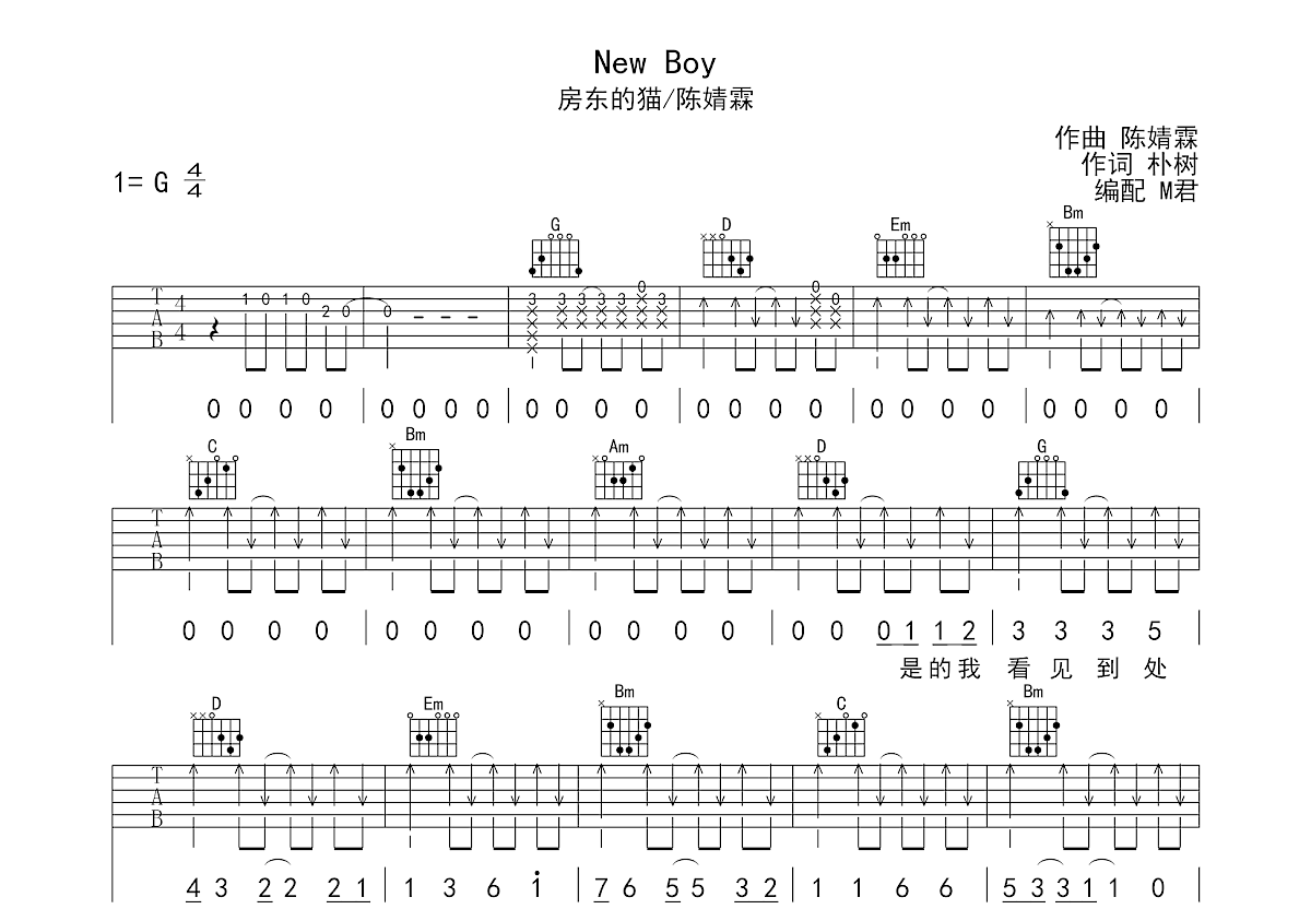 New Boy吉他谱预览图