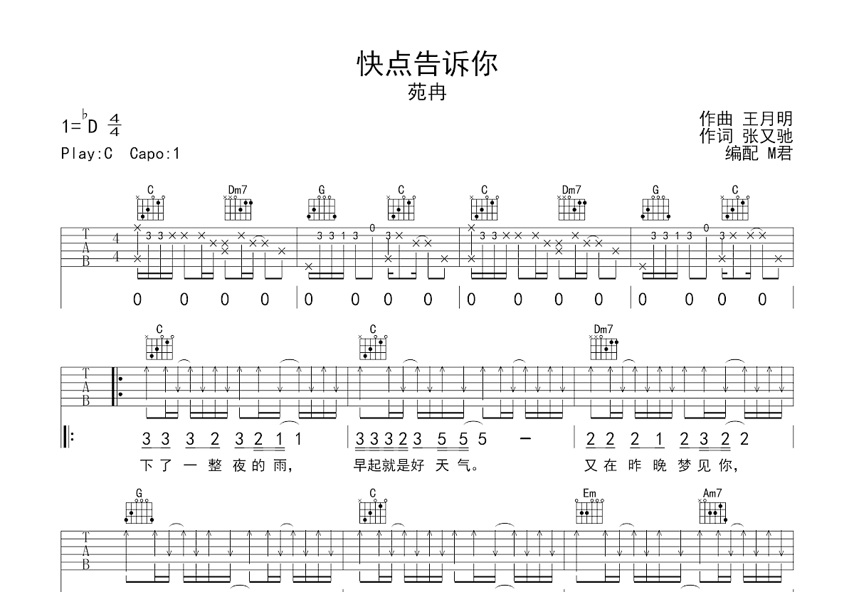 快点告诉你吉他谱预览图