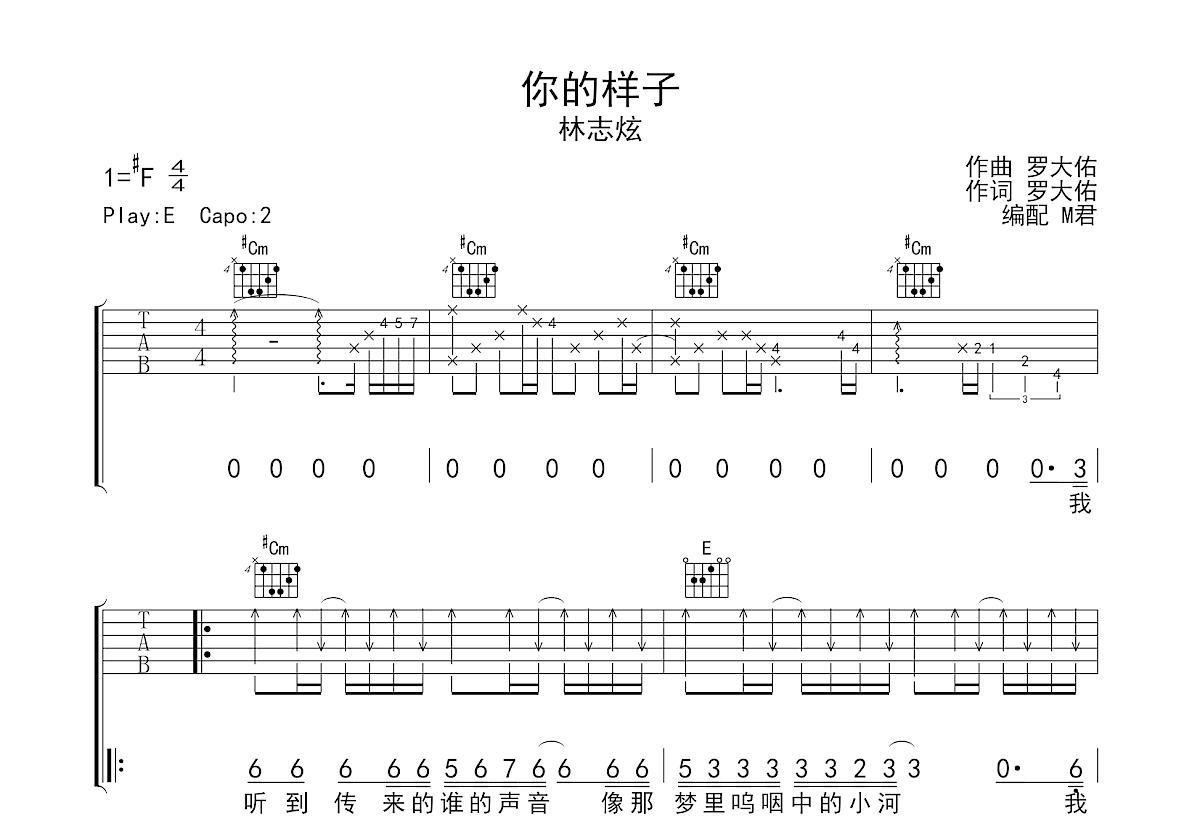 你的样子吉他谱预览图