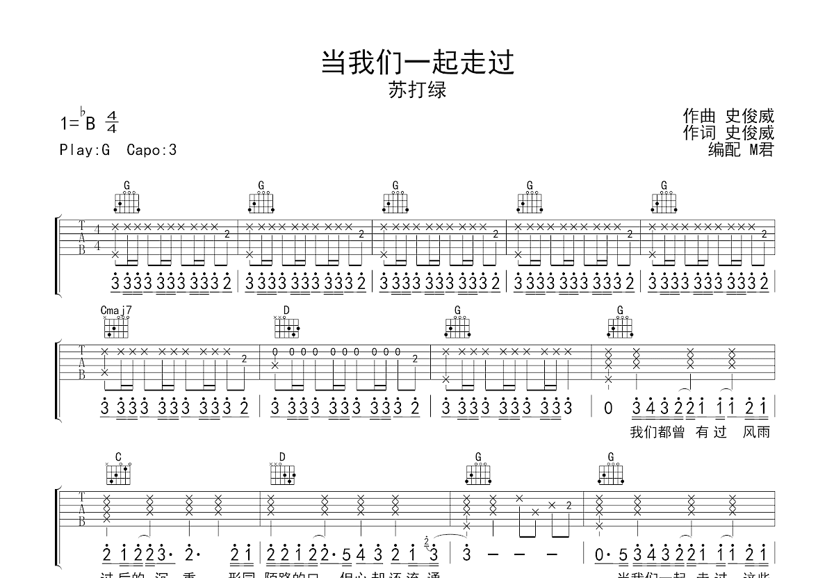 当我们一起走过吉他谱预览图