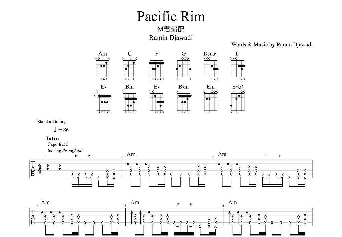 Pacific Rim吉他谱预览图