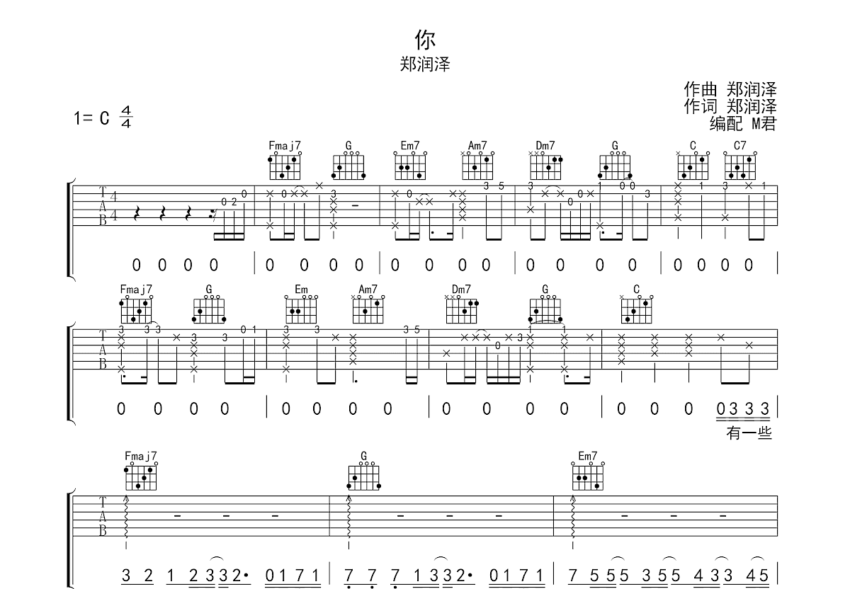你吉他谱预览图