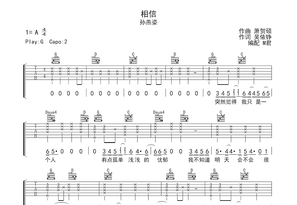 相信吉他谱预览图