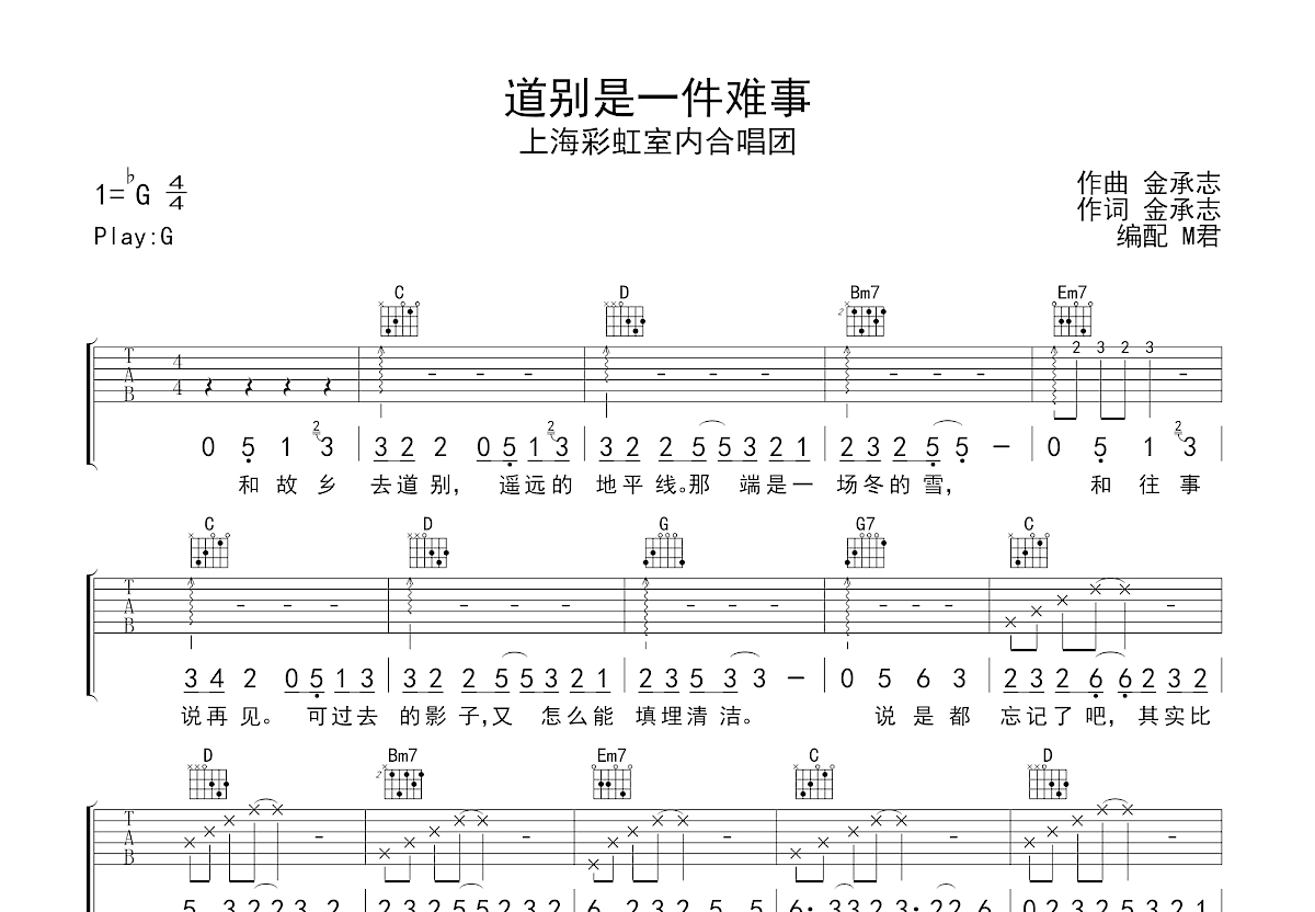 道别是一件难事吉他谱预览图