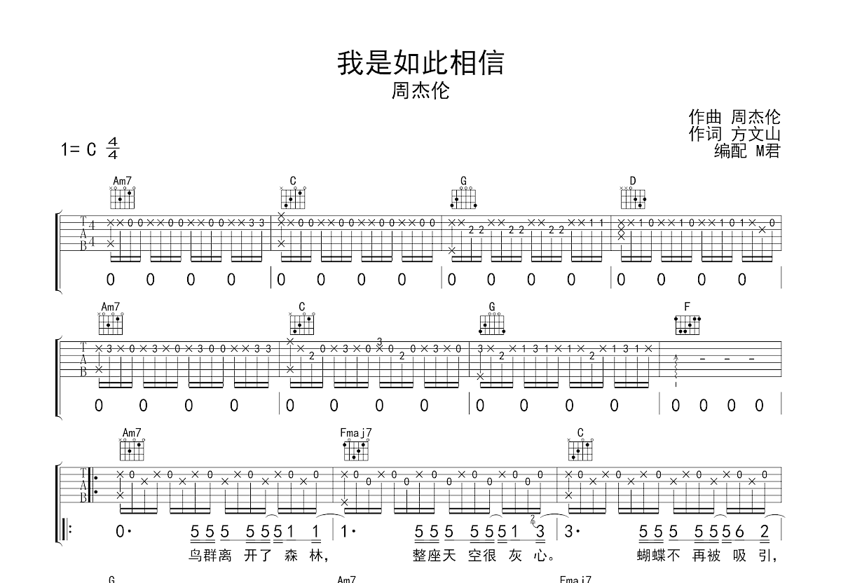 我是如此相信吉他谱预览图