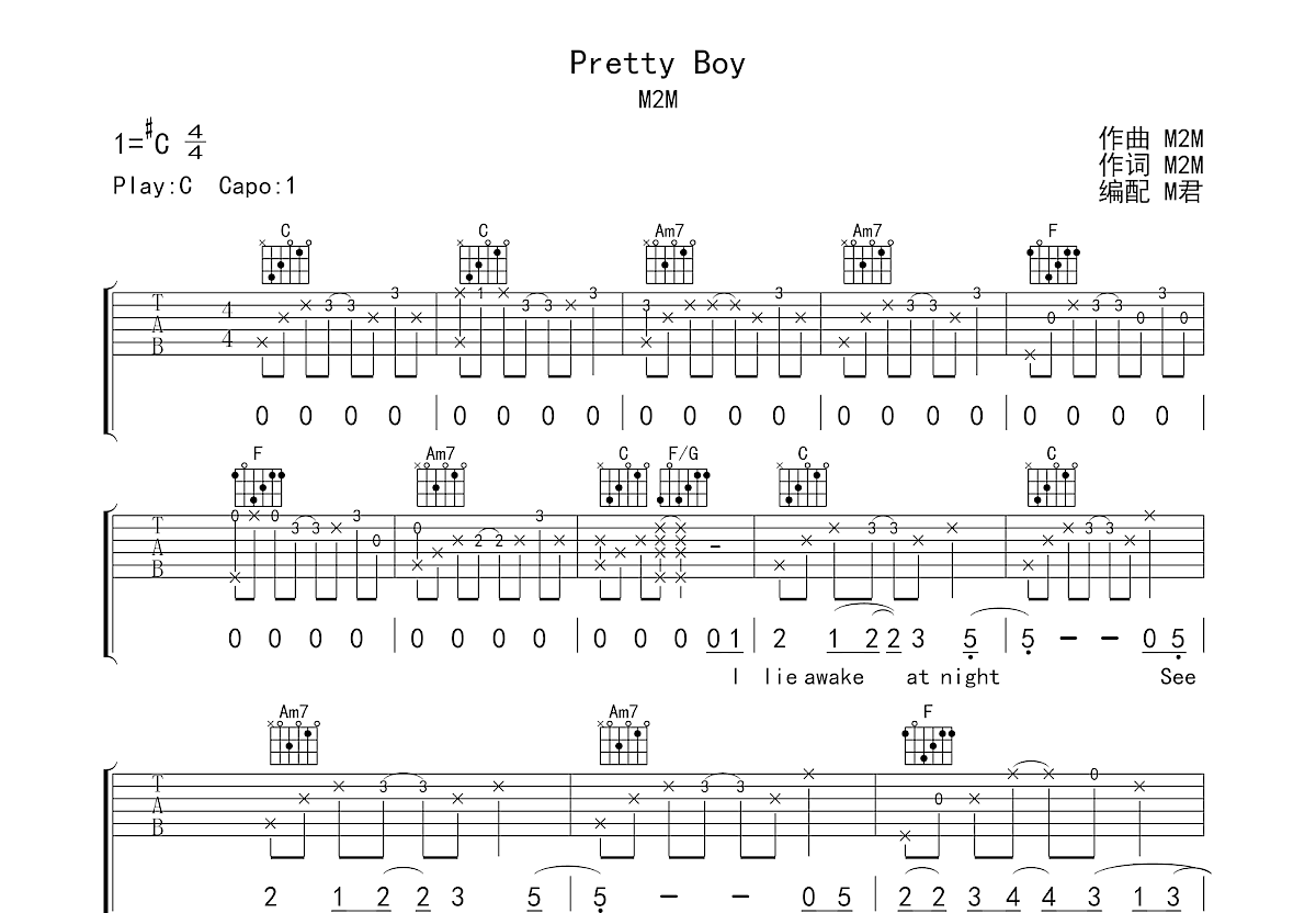 Pretty Boy吉他谱预览图