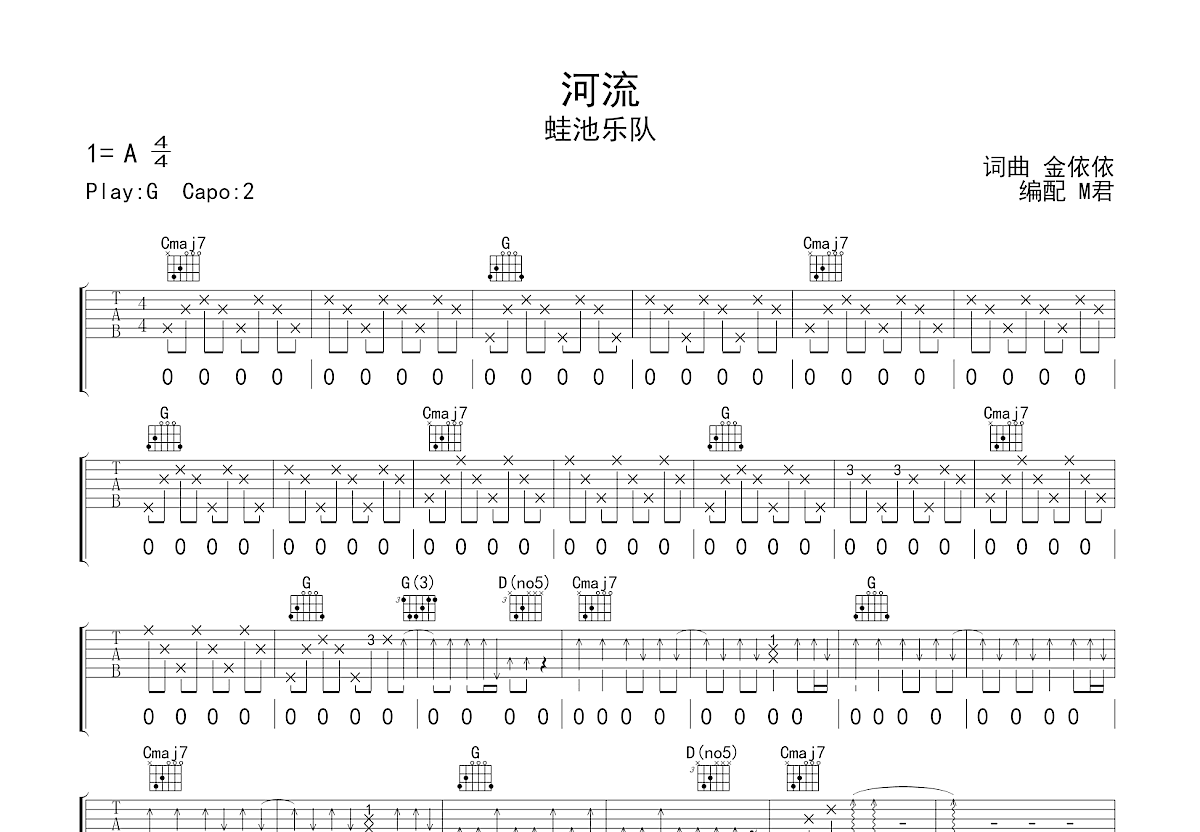 河流吉他谱预览图