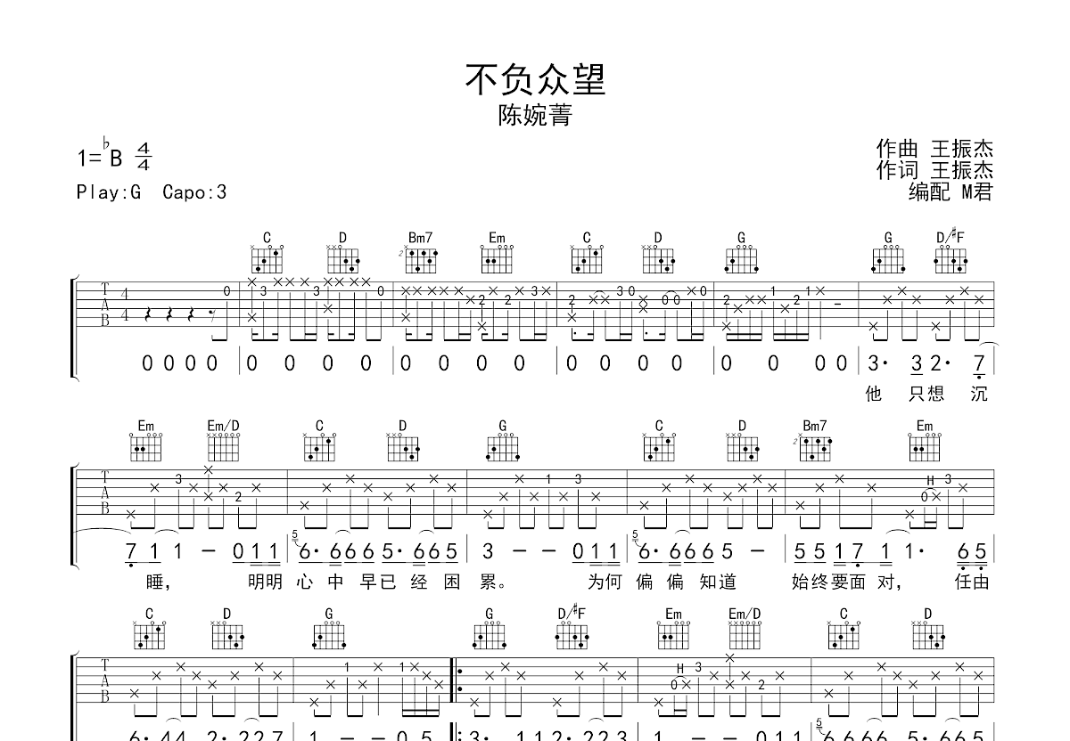 不负众望吉他谱预览图