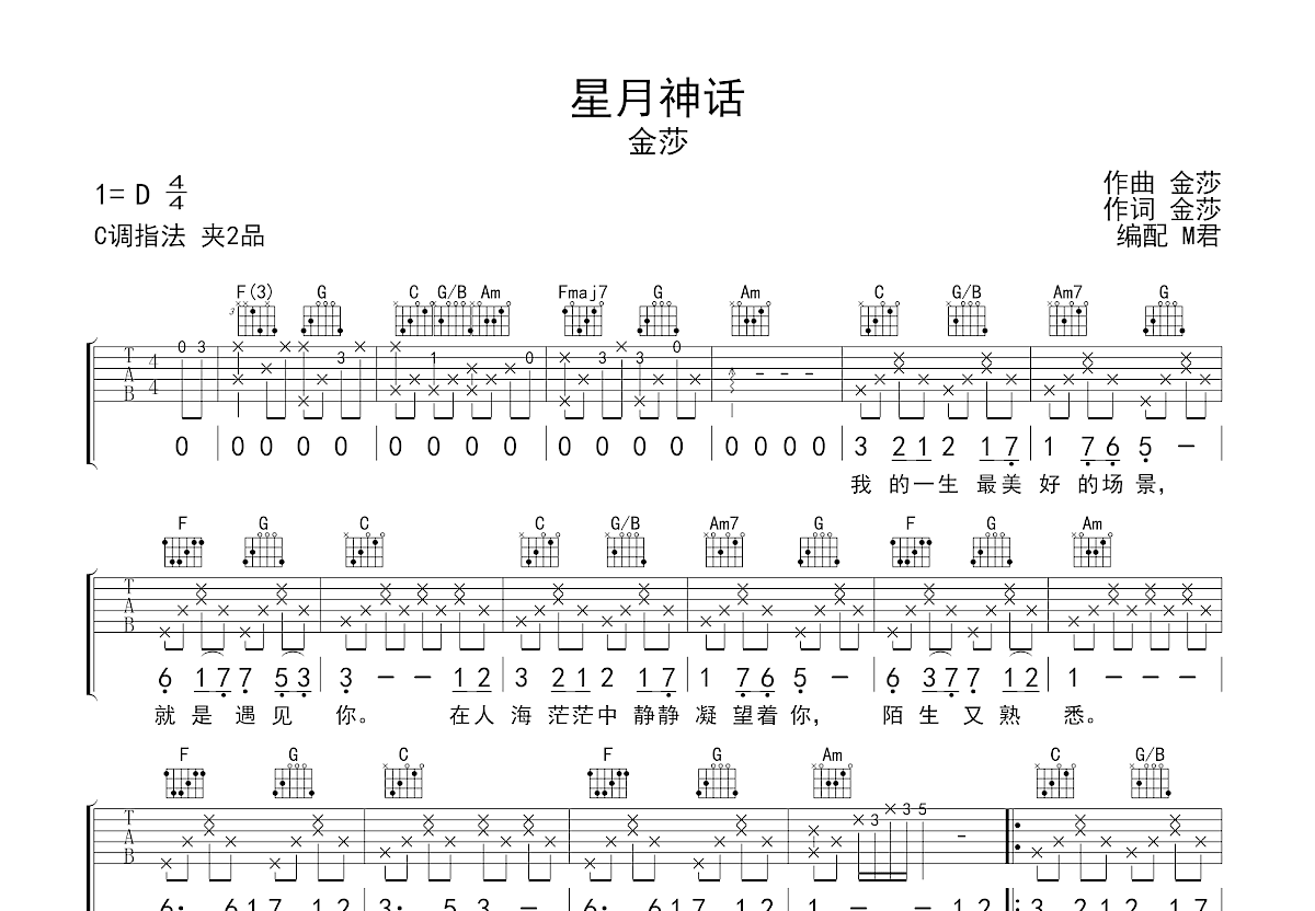 星月神话吉他谱预览图
