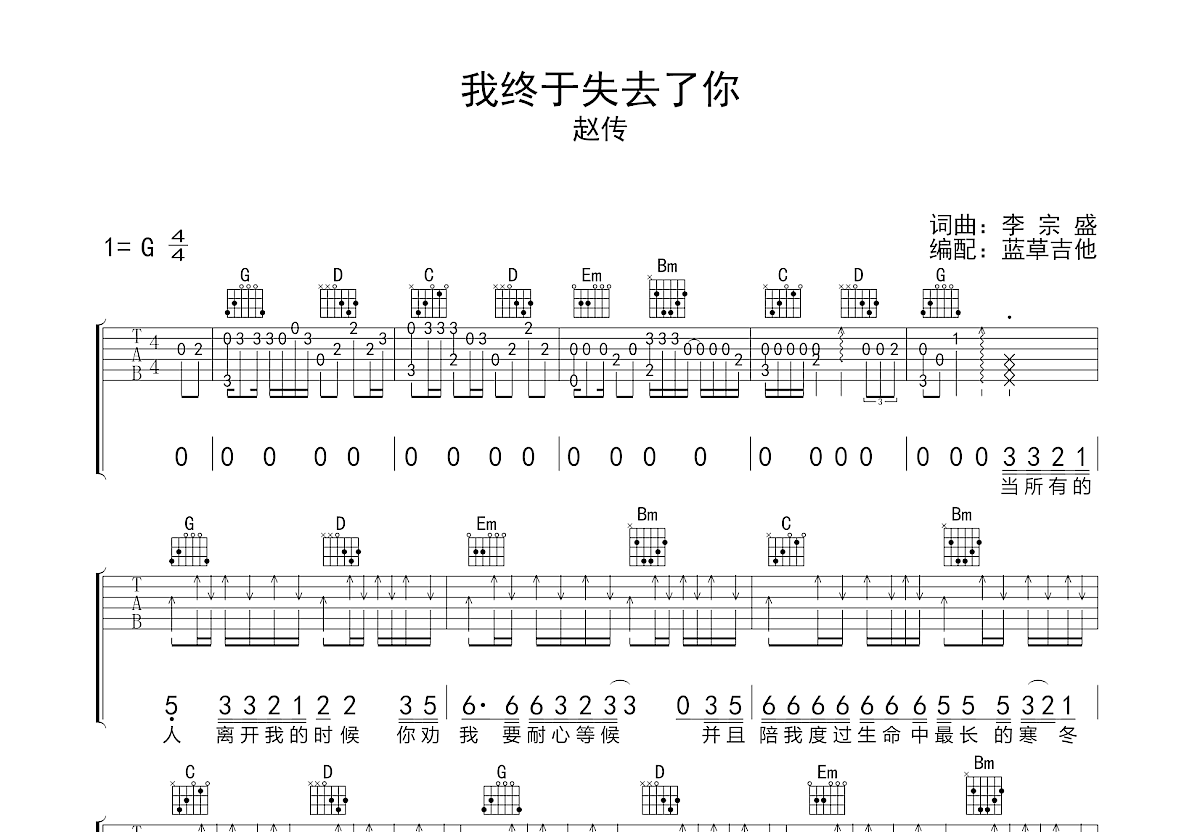 我终于失去了你吉他谱预览图