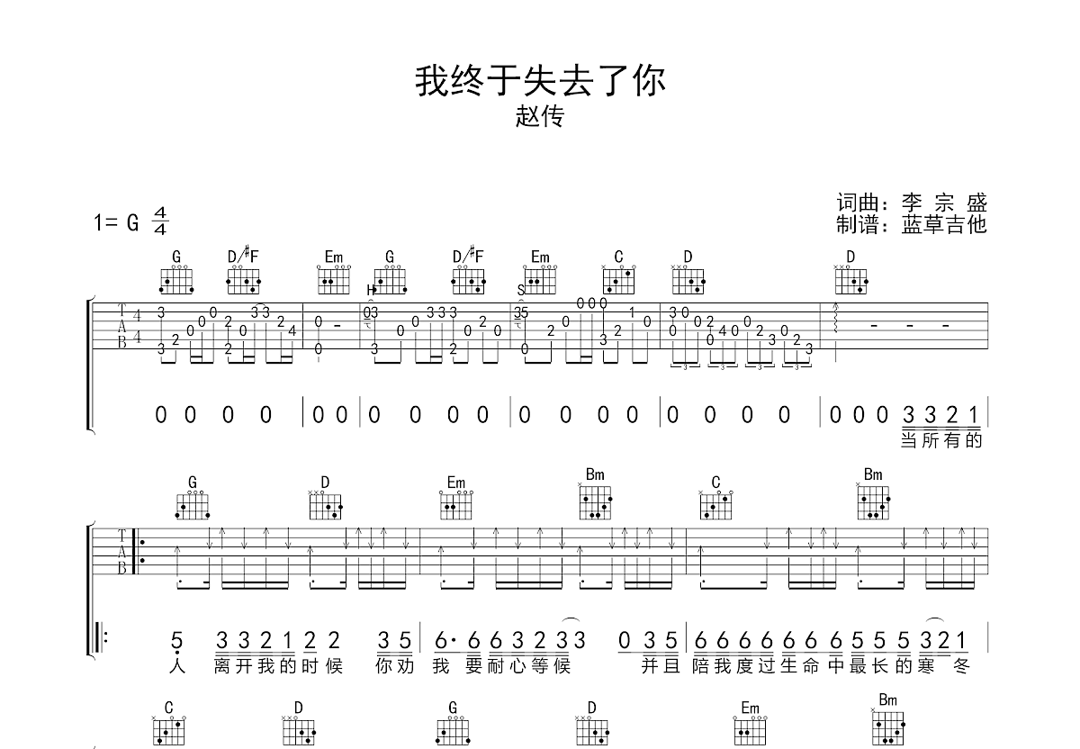 我终于失去了你吉他谱预览图