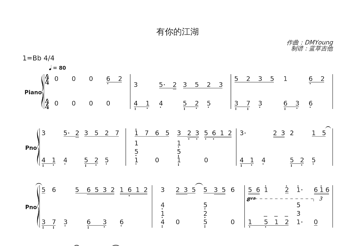 有你的江湖简谱预览图