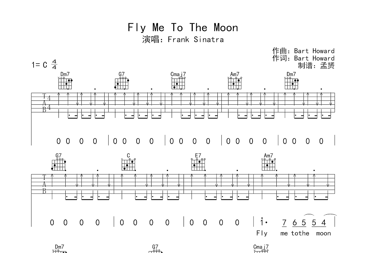 Fly me to the moon吉他谱预览图