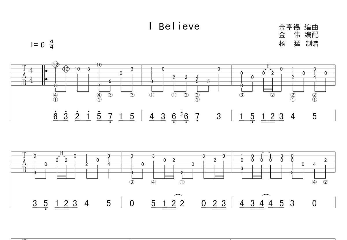 IBelieve吉他谱预览图