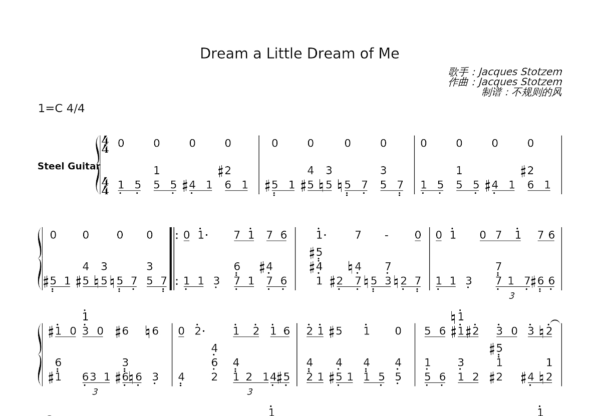 Dream a Little Dream of Me简谱预览图