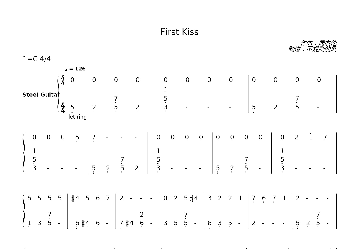 First Kiss简谱预览图