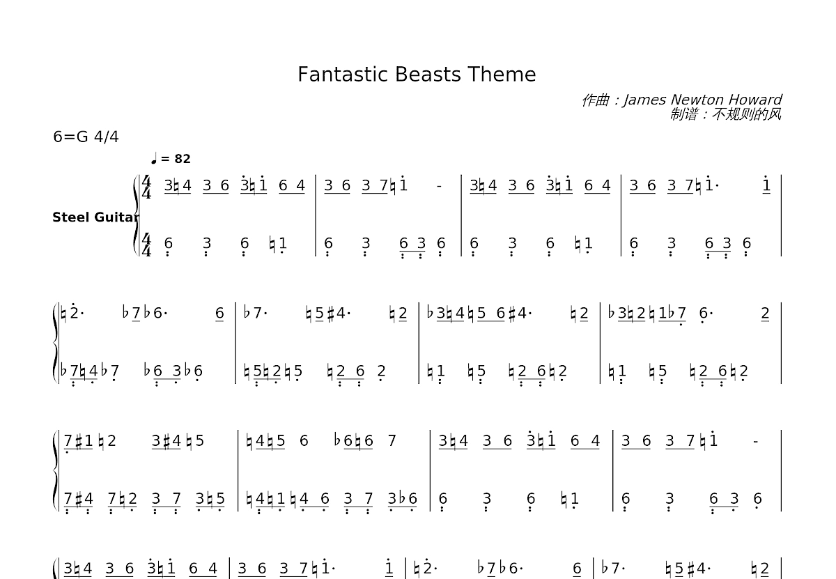 Fantastic Beasts Theme简谱预览图