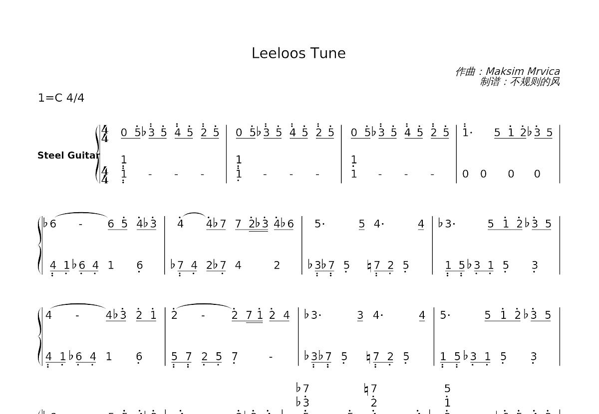 Leeloos Tune简谱预览图