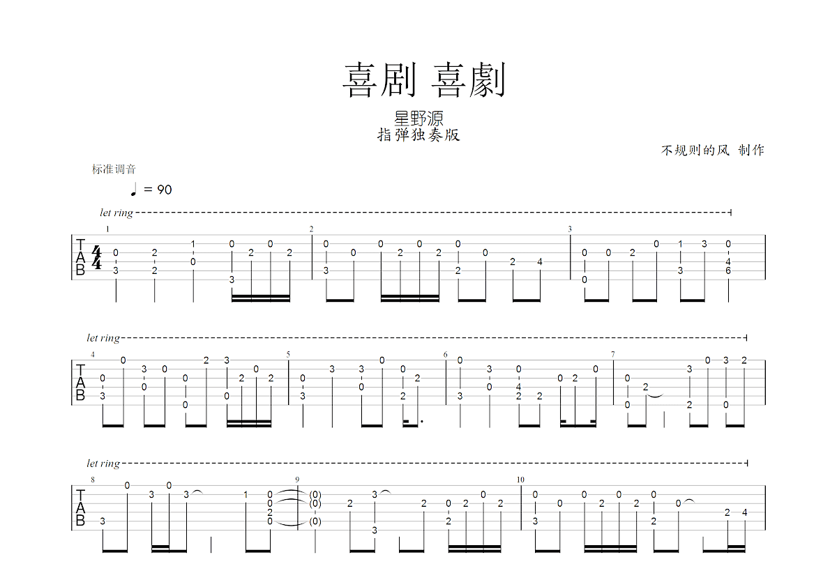 喜剧吉他谱预览图