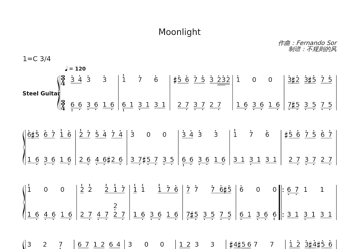 Moonlight简谱预览图