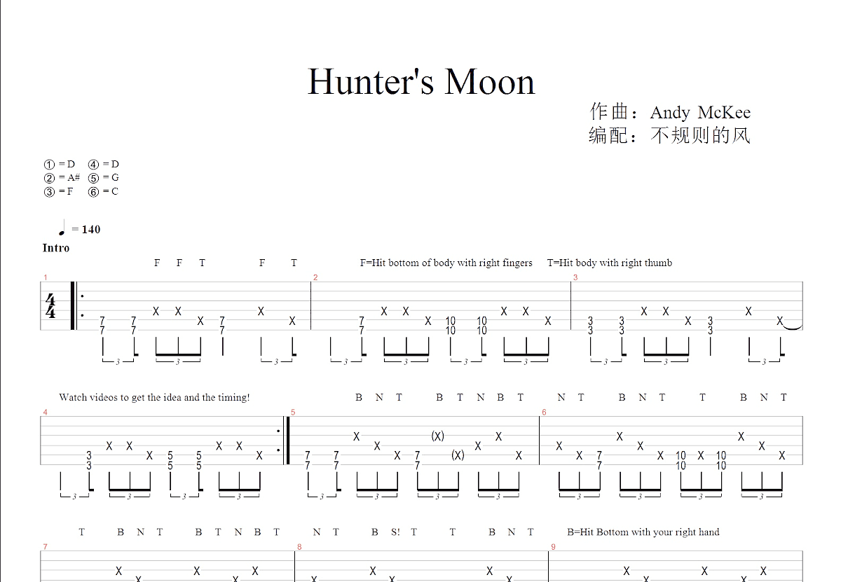 Hunter's  Moon吉他谱预览图