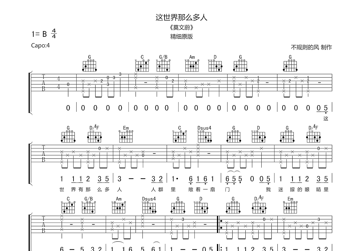 这世界那么多人吉他谱预览图