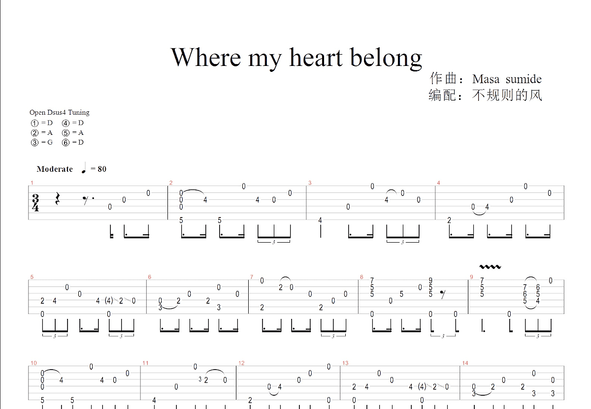 Where my heart belong吉他谱预览图