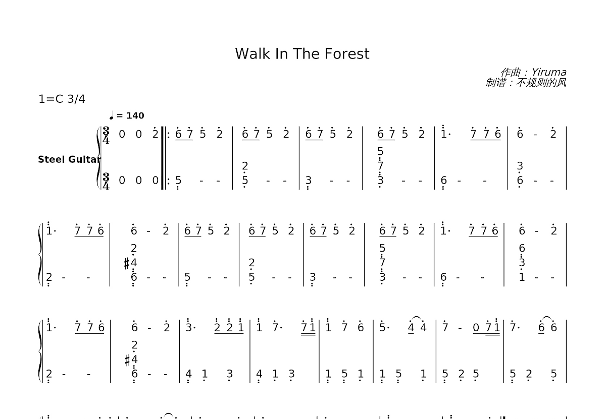 Walk In The Forest简谱预览图
