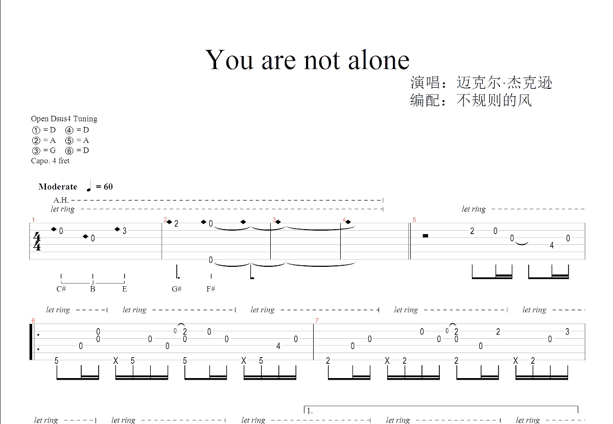 You are not alone吉他谱预览图