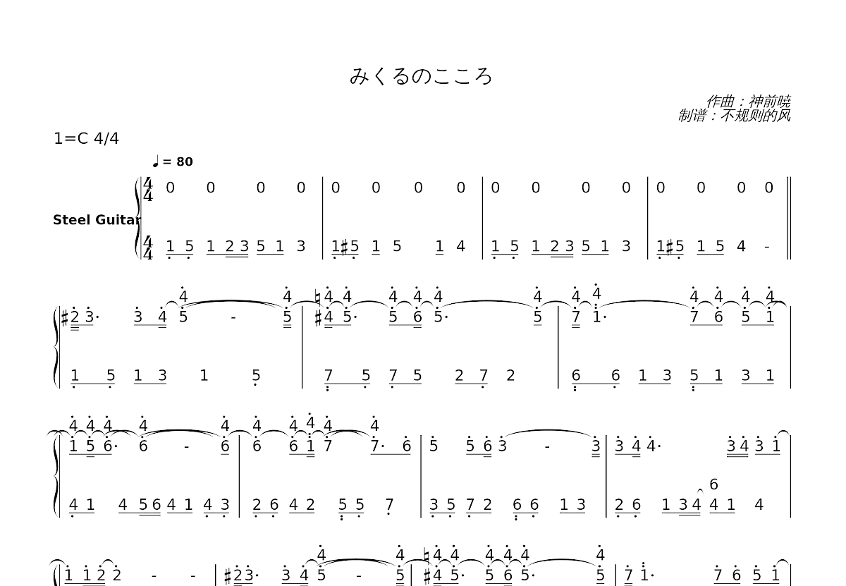 みくるのこころ简谱预览图