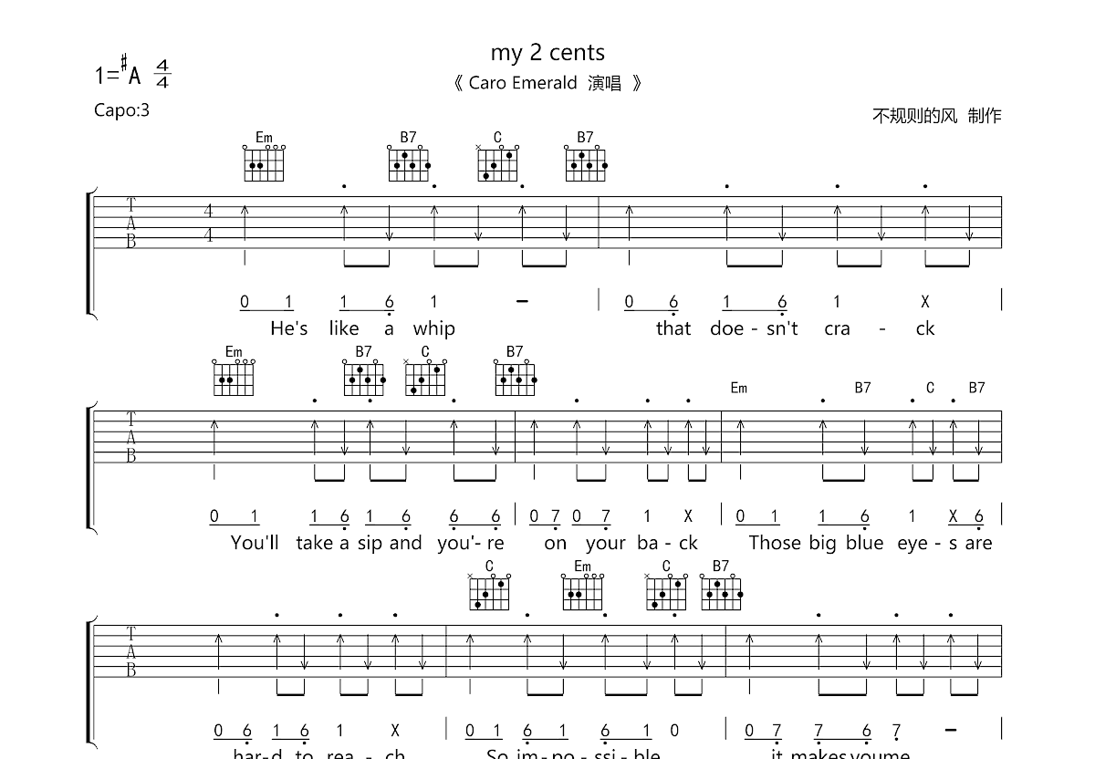 my 2 cents吉他谱预览图