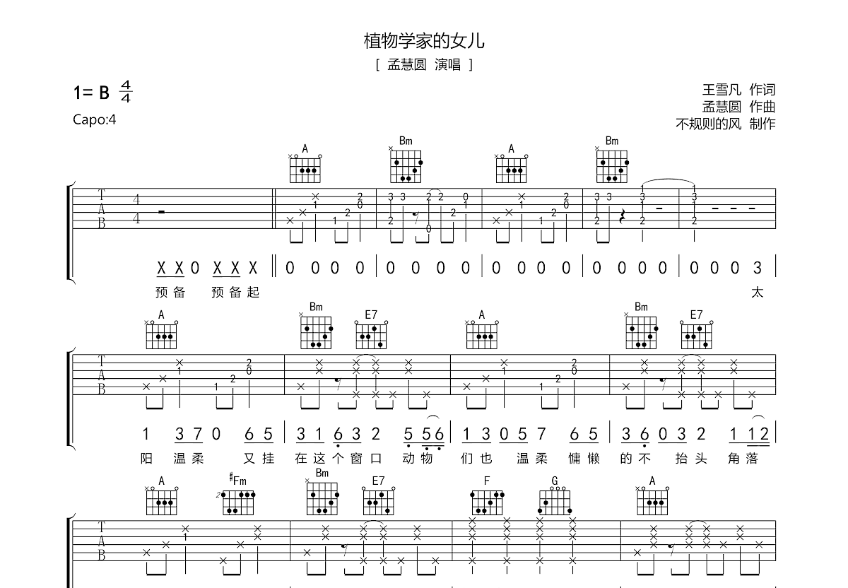 植物学家的女儿吉他谱预览图