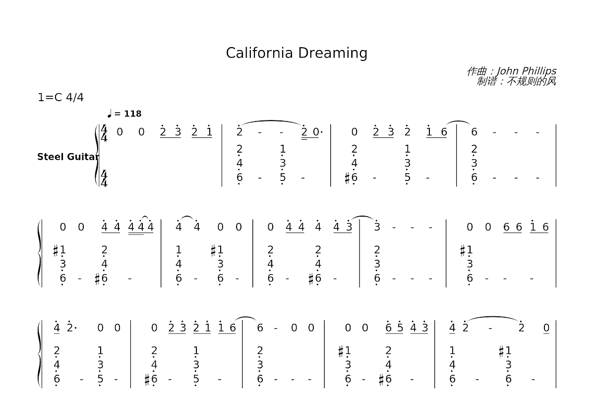 California Dreaming简谱预览图