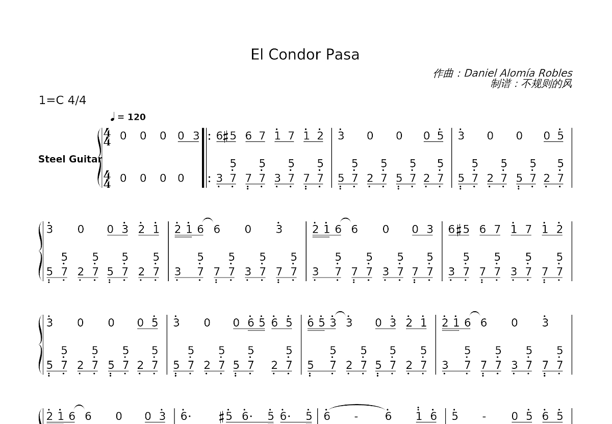 El Condor Pasa简谱预览图