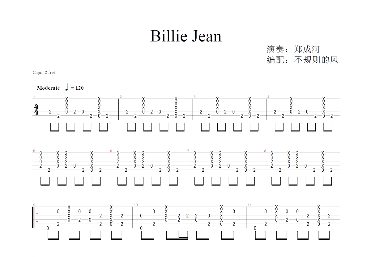 Billie Jean吉他谱预览图