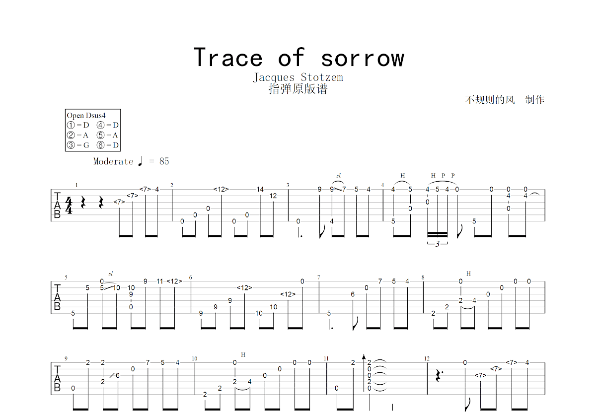 Trace of sorrow吉他谱预览图