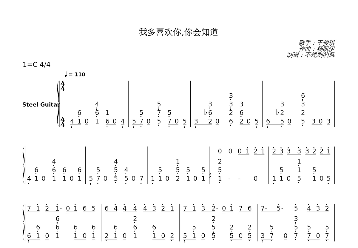 我多喜欢你,你会知道简谱预览图