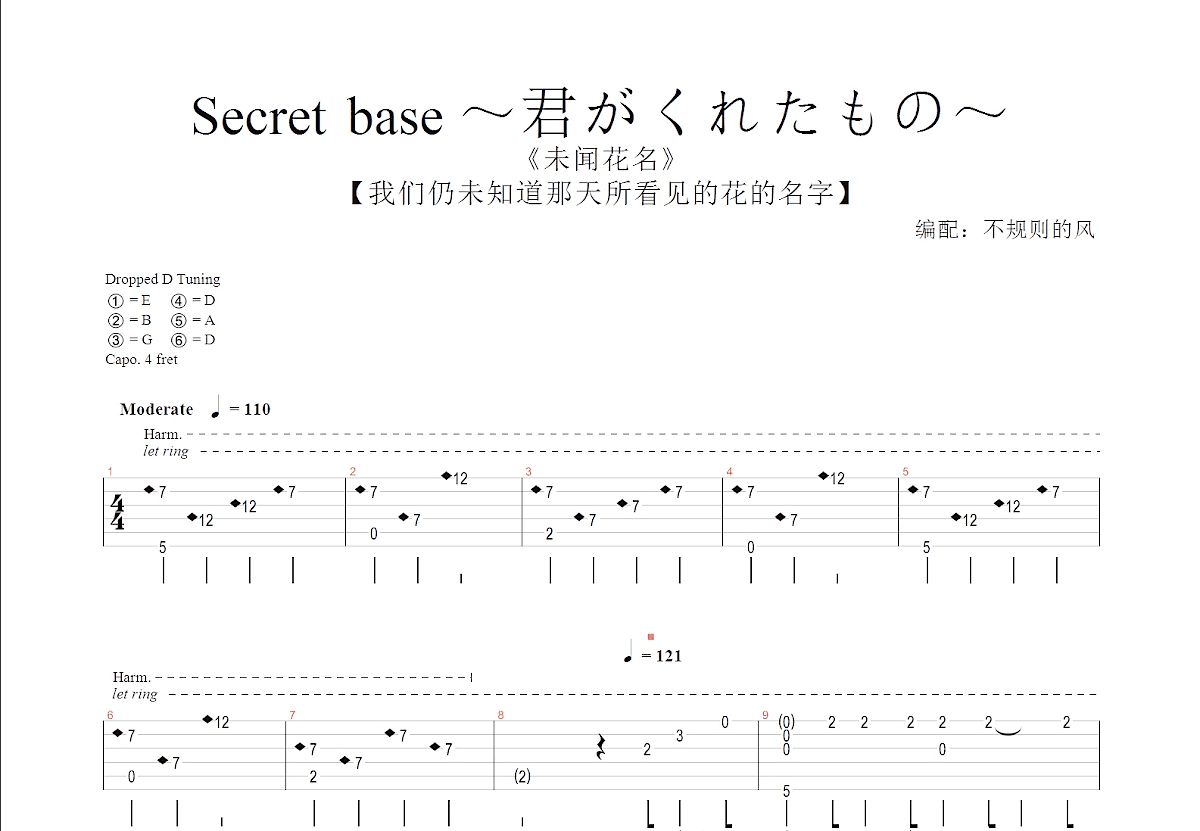 Secret base ～君がくれたもの～吉他谱预览图