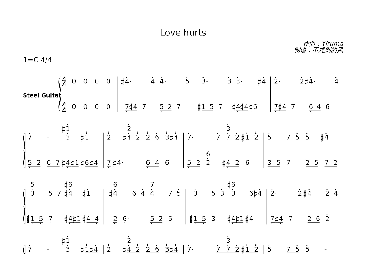 Love hurts简谱预览图