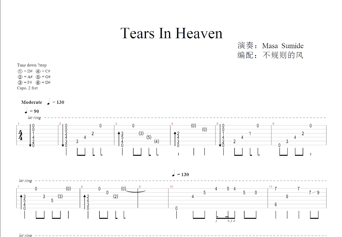 Tears In Heaven吉他谱预览图