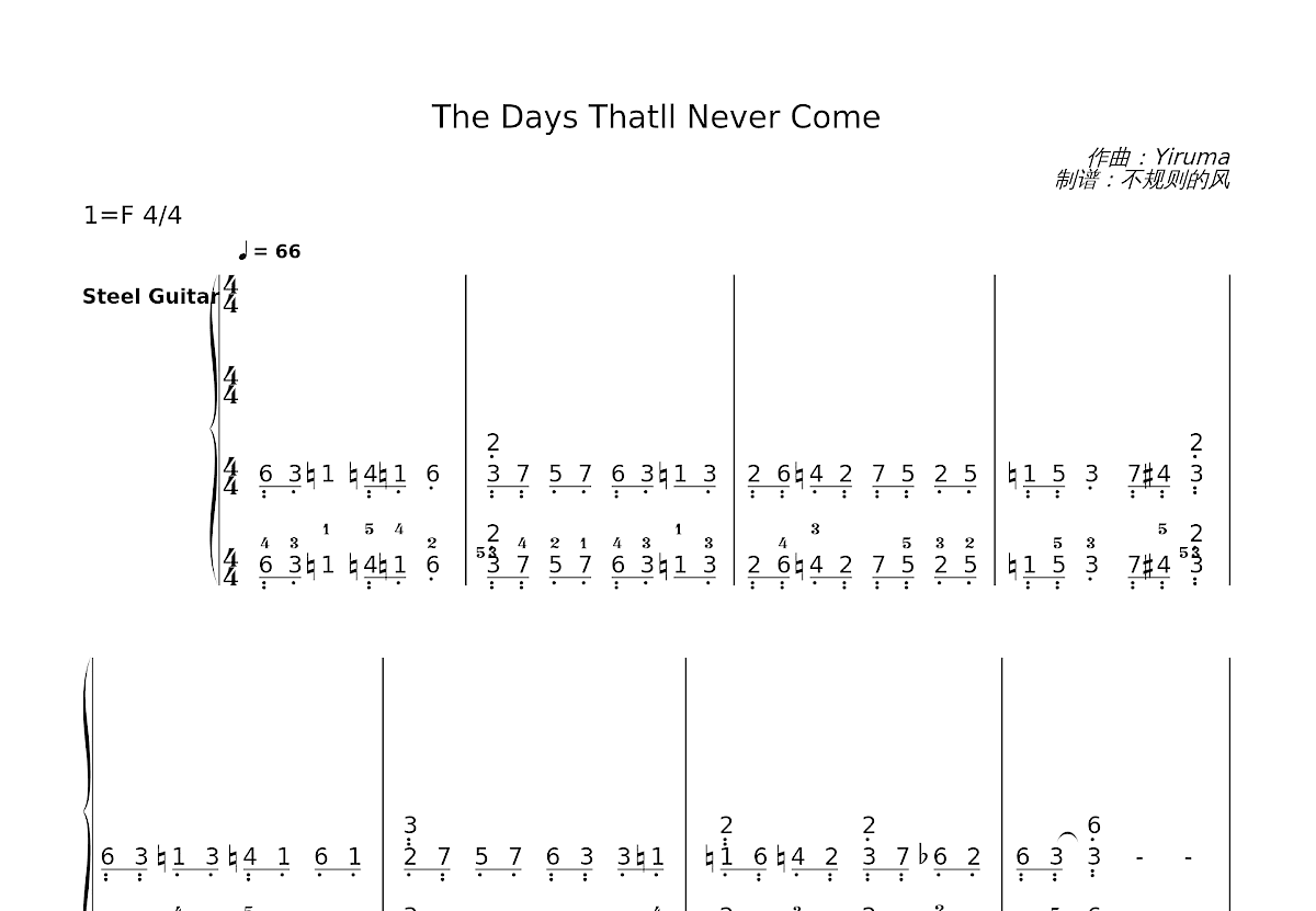 The Days Thatll Never Come简谱预览图