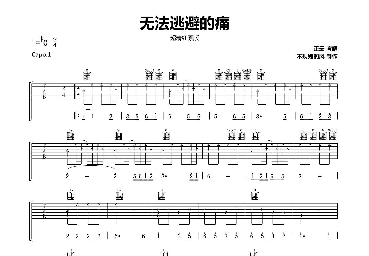 无法逃避的痛吉他谱预览图